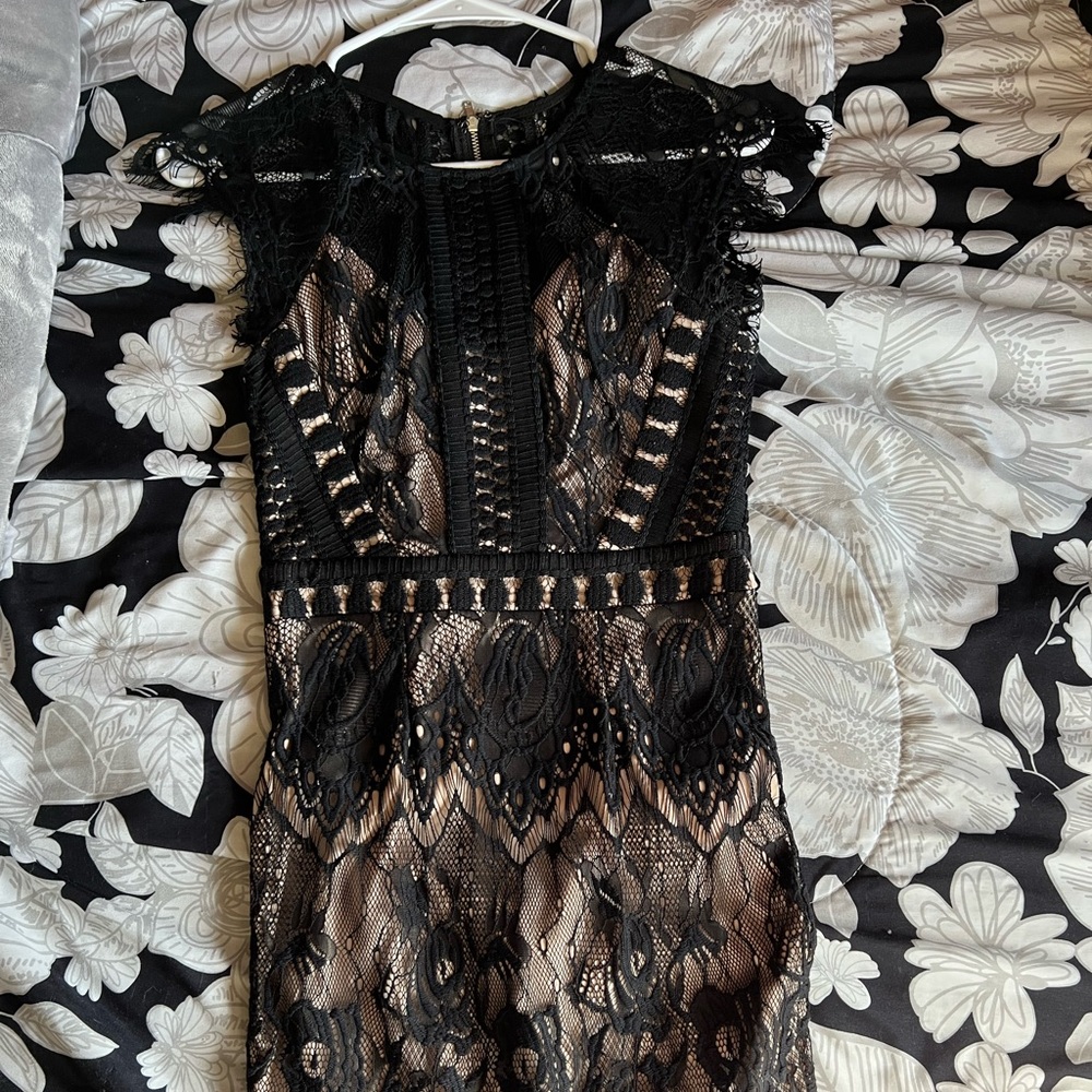 Cute lacey black and tan akira dress